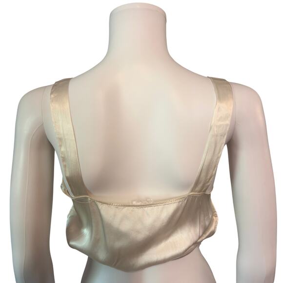 Vintage Cream Crop Satin Bralette Camisole Size Small Coquette PinUp Crop Top - Picture 3 of 8